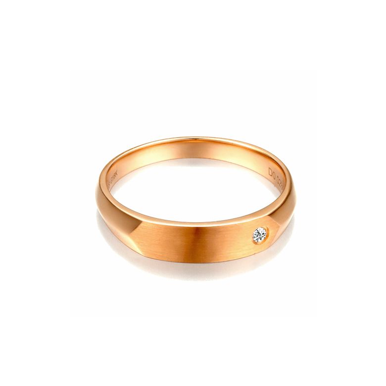Alliance homme taillée en oblique - Or rose 750/1000, Diamant | Karasek - 2