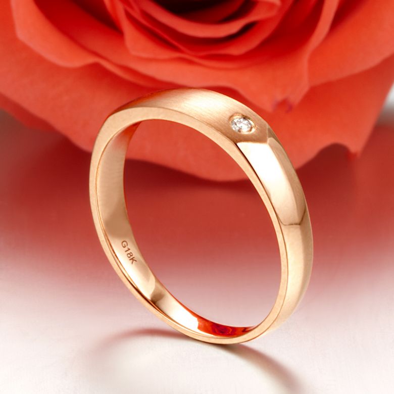 Alliance homme taillée en oblique - Or rose 750/1000, Diamant | Karasek - 4