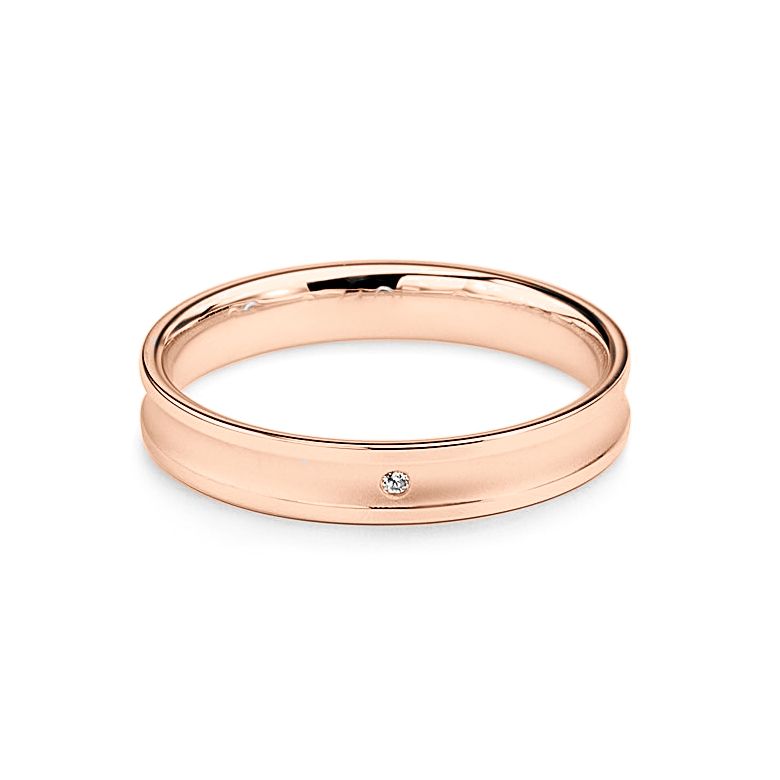 Alliance Femme en or rose et diamant - Incurvation précieuse - 2