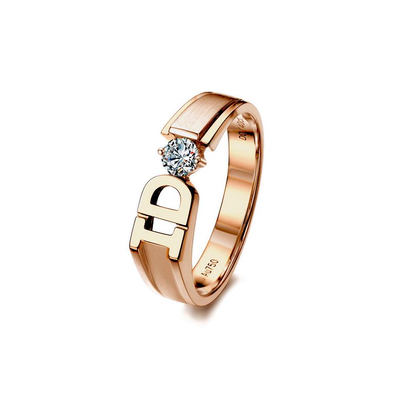 Alliance I DO - Alliance homme Or rose - Diamant - 1