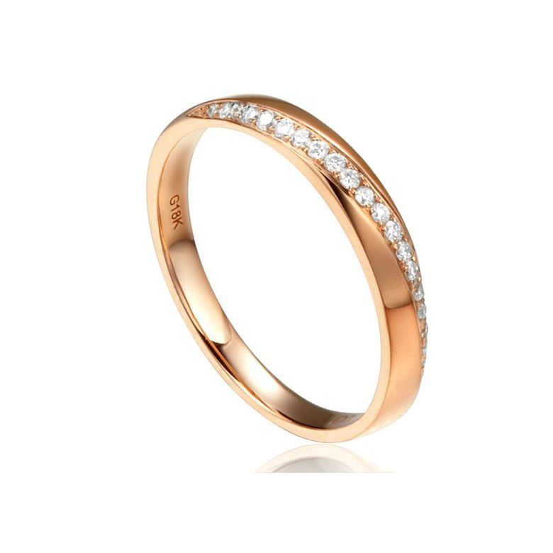 Alliance Or rose 18cts, diamants. Sertissage formant une ondulation | Aurelia - 1