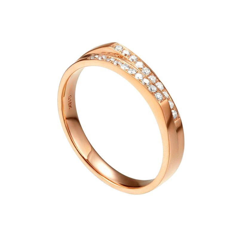 Alliance mariage 2 anneaux en 1. Femme moderne Or rose - 1