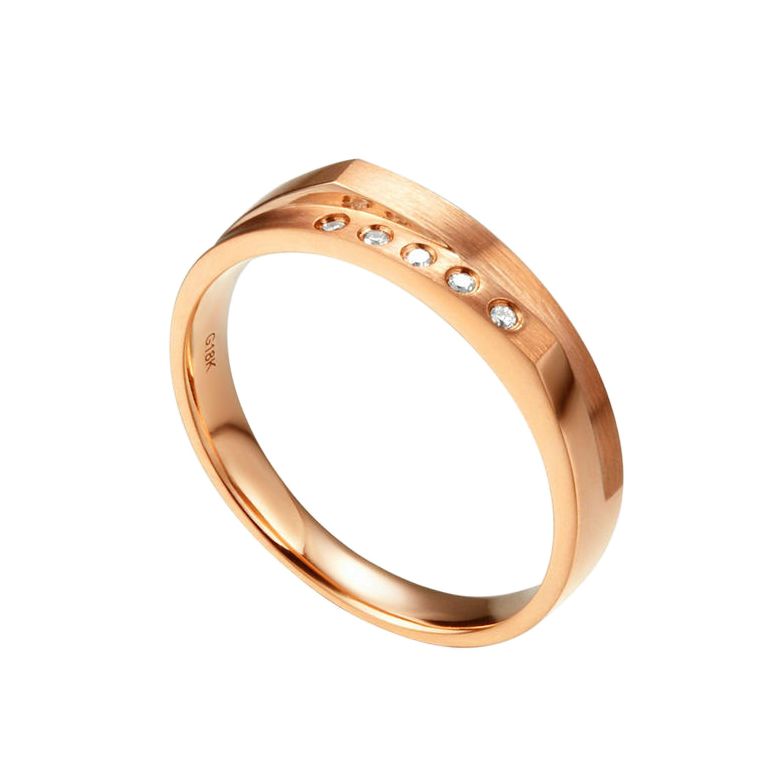 Alliance mariage 2 anneaux en 1. Homme moderne Or rose - 1