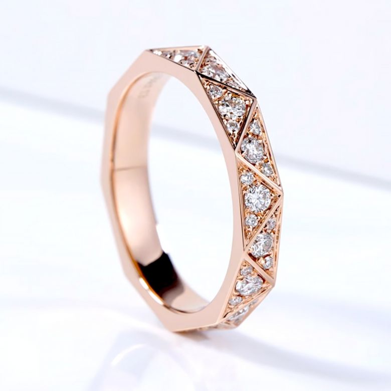 Alliance Triangulaire Or Rose 18 carats Diamants | Gemperles - 1