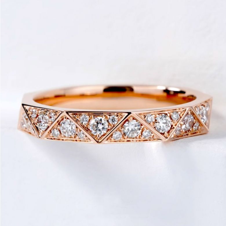Alliance Triangulaire Or Rose 18 carats Diamants | Gemperles - 2