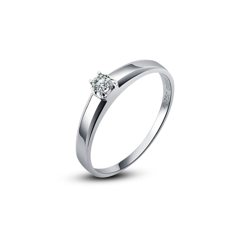Alliance mariage originale - Alliance Femme - Or blanc - Diamant - 1
