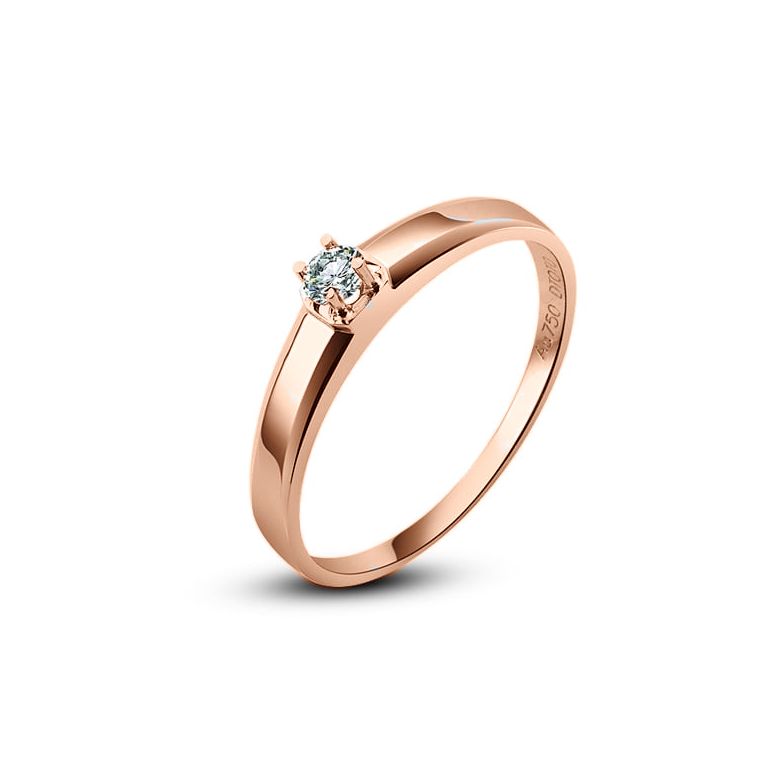 Alliance mariage originale - Alliance Femme - Or rose - Diamant - 1