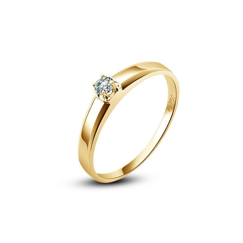 Alliance mariage originale - Alliance Femme - Or jaune - Diamant - 1