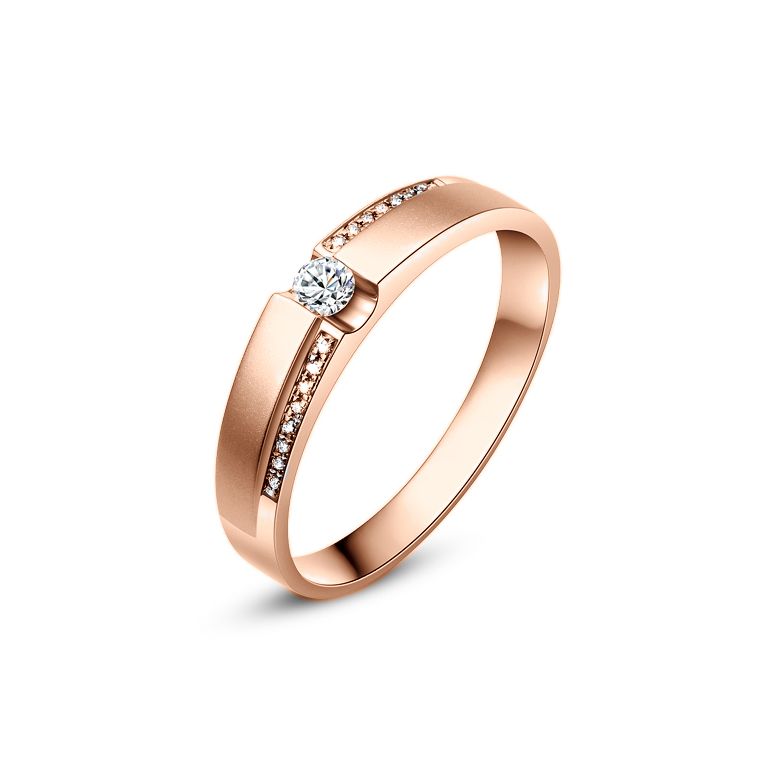 Alliance solitaire or rose - Bague Homme diamants | Blum - 1