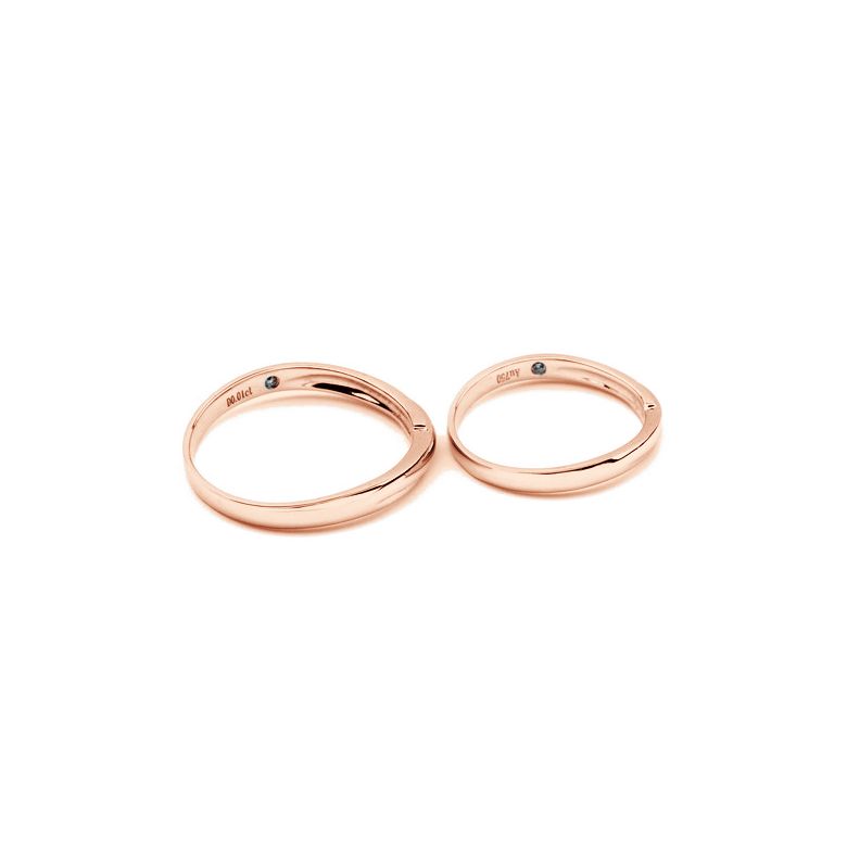 Alliance bijou mariage - Alliance Femme - Or rose 18cts - Diamant - 2