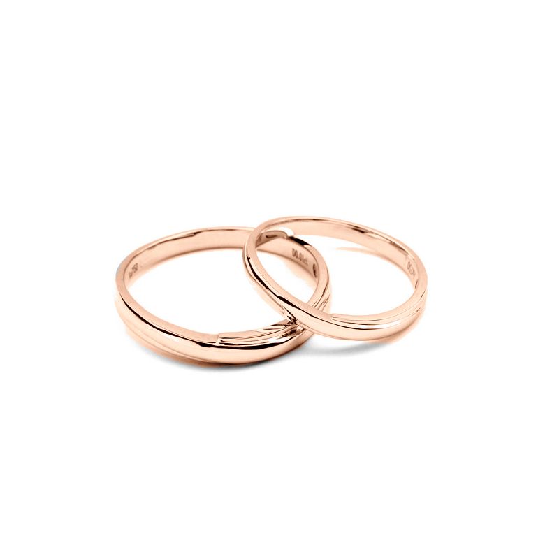 Alliance bijou mariage - Alliance Homme - Or rose 18cts - Diamant - 2