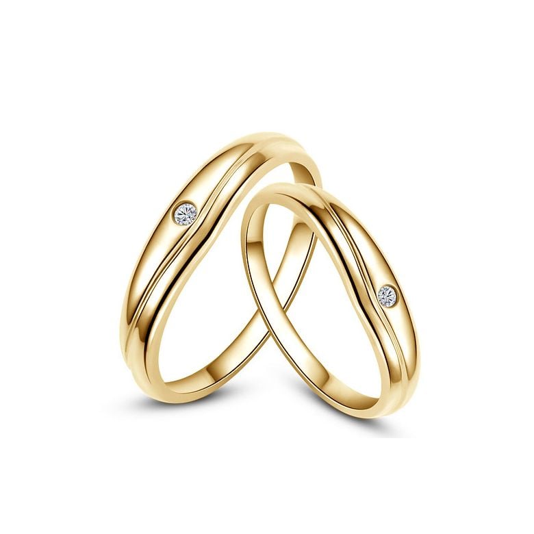 Modèles alliances mariage - Alliances duo classiques - Or jaune, diamants - 1