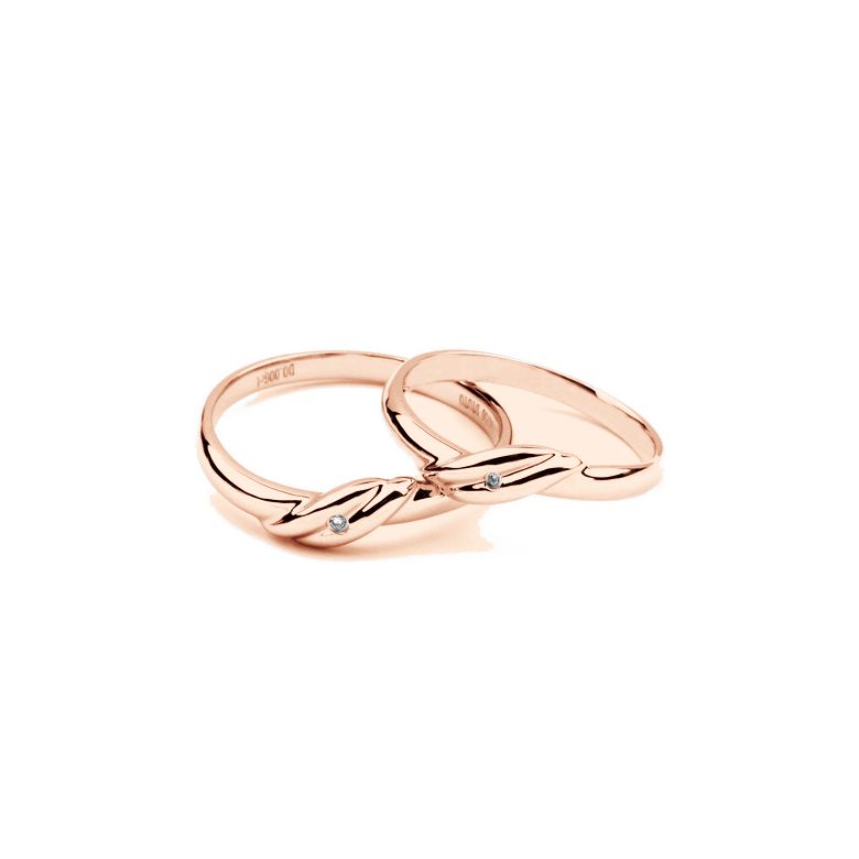 Bijou alliance mariage - Alliance Femme - Or rose - Diamant - 2