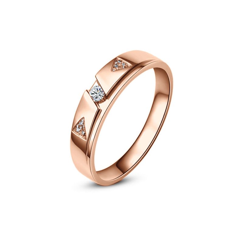 Alliance diamants - Or rose - Alliance Homme - 1
