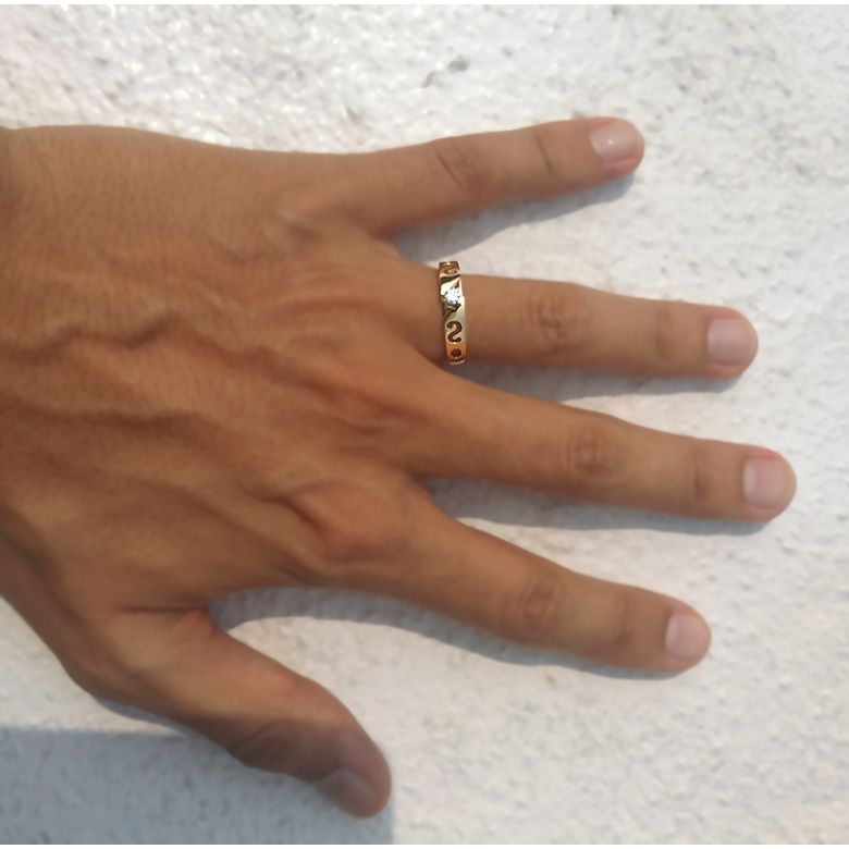 Mon alliance de mariage - Alliance originale or jaune, diamant - Homme - 6