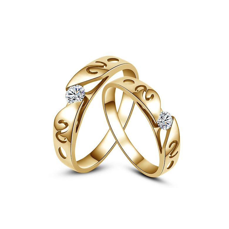 Mes alliances de mariage - Alliances Duo originales or jaune, diamants - 2
