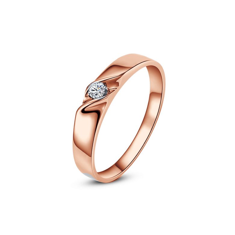 Alliance mariage en or - Alliance Femme - Or rose 18 carats - Diamant - 1