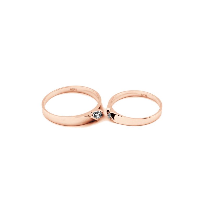 Alliance mariage en or - Alliance Femme - Or rose 18 carats - Diamant - 3