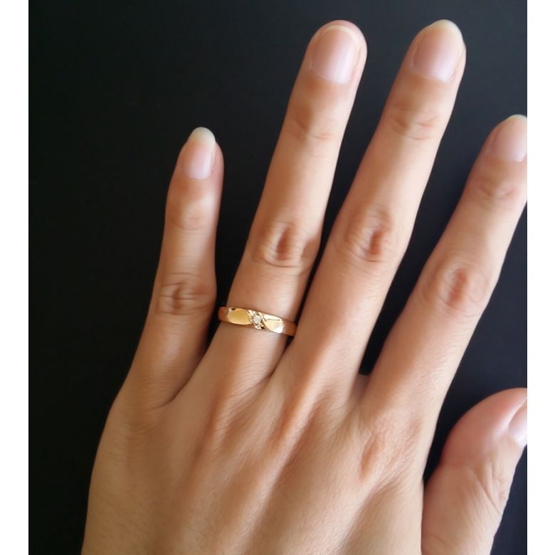 Alliances mariage en or - Alliances Duo - Or blanc 18 carats - Diamant - 3