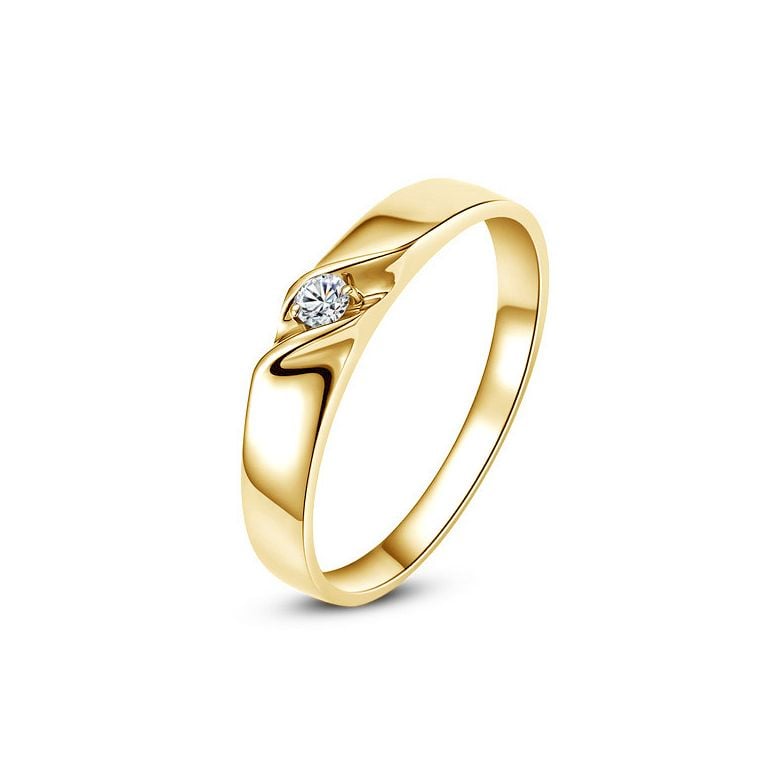 Alliance mariage en or - Alliance Femme - Or jaune 18 carats - Diamant - 1