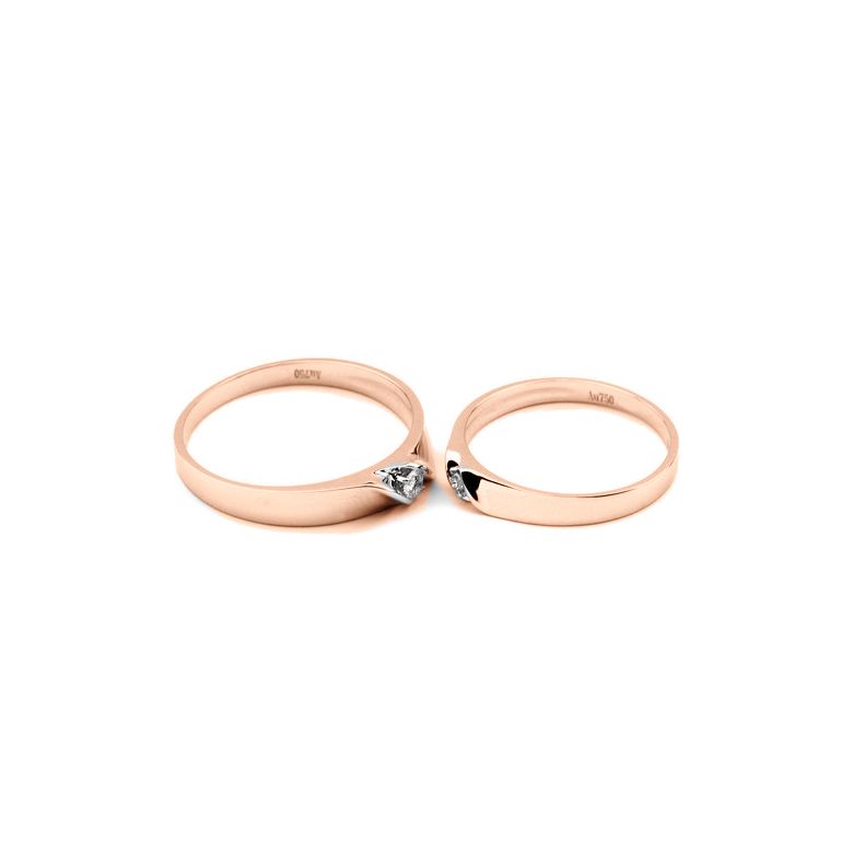 Alliance mariage en or - Alliance Homme - Or rose 18 carats - Diamant - 3
