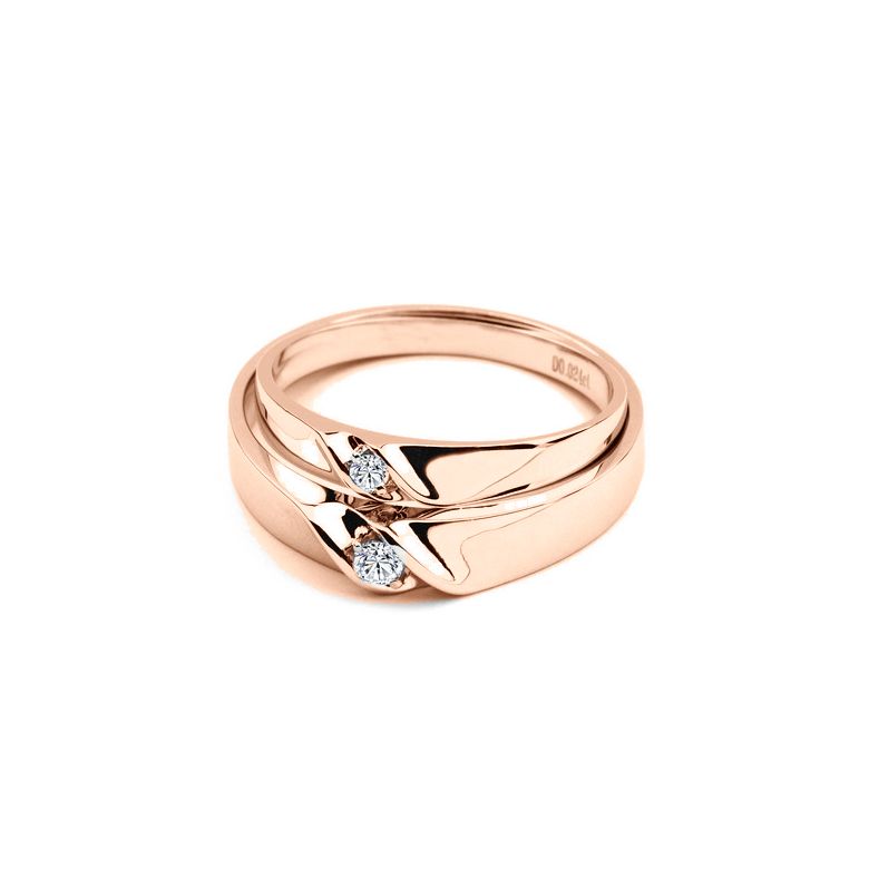 Alliance mariage en or - Alliance Homme - Or rose 18 carats - Diamant - 6