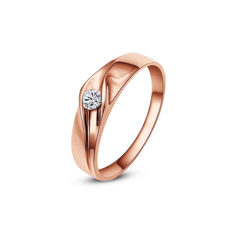 Alliance de fiançaille - Alliance or rose pour Femme - Diamant - 1