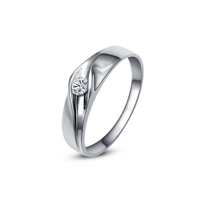 Alliance de fiançaille - Alliance or blanc pour Homme - Diamant - 1
