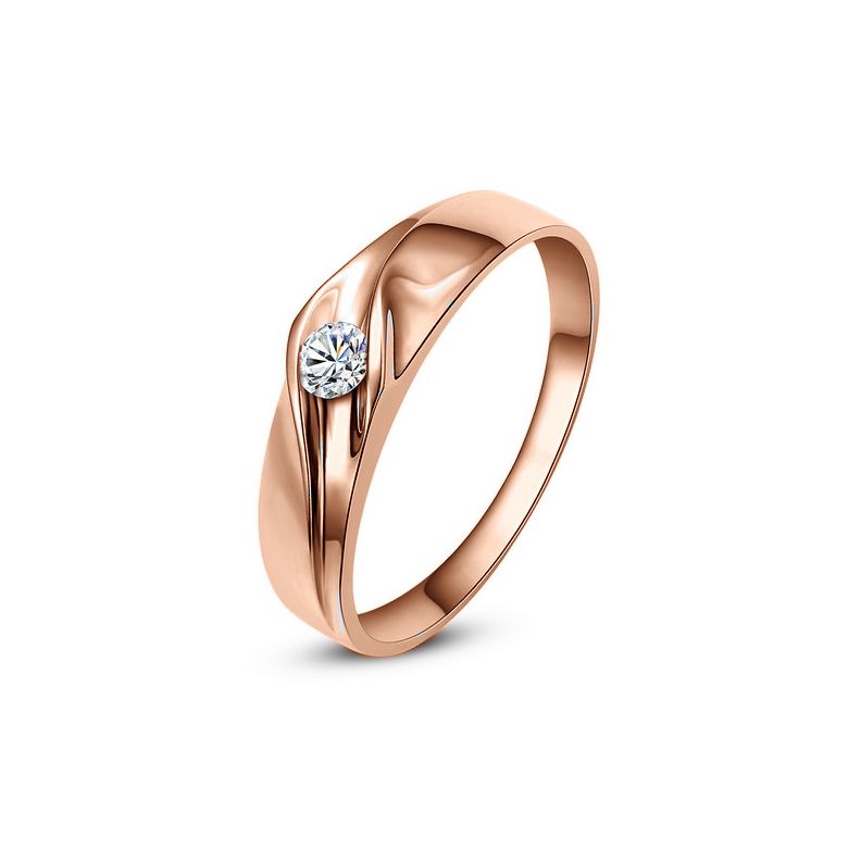 Alliance de fiançaille - Alliance or rose pour Homme - Diamant - 1