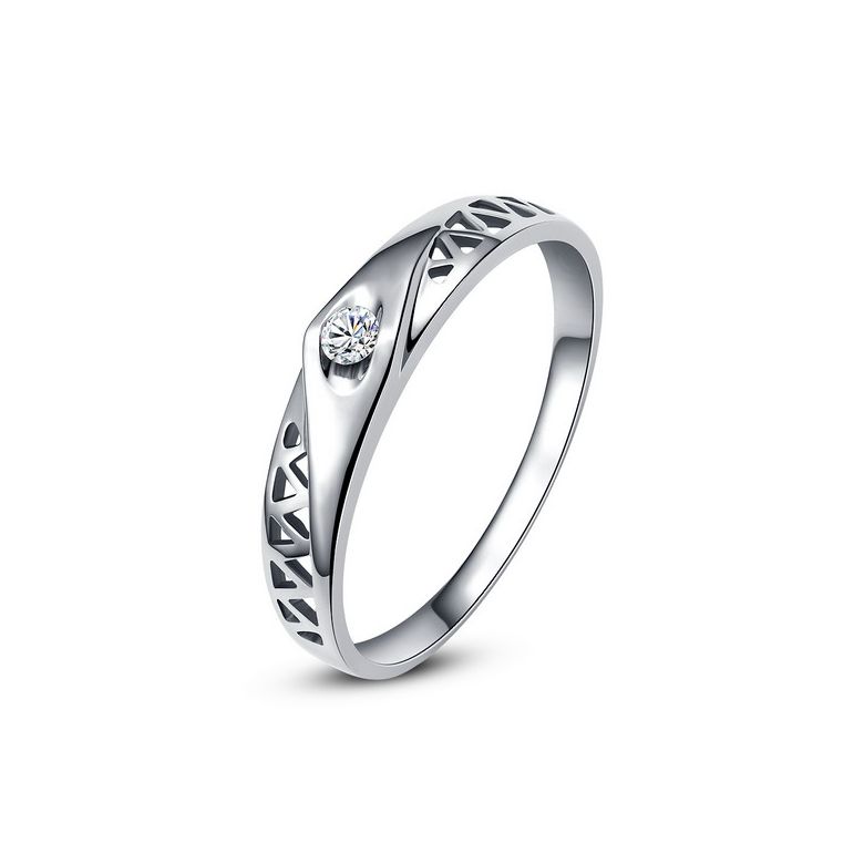 Alliance contemporaine -  Alliance Femme Or blanc - Diamant - 1