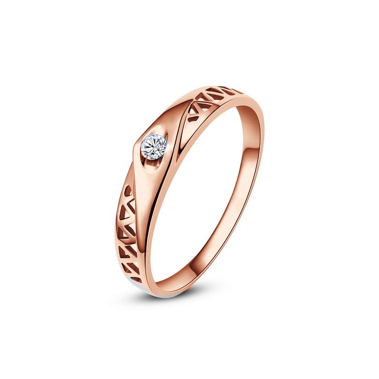 Alliance contemporaine -  Alliance Femme Or rose - Diamant - 1