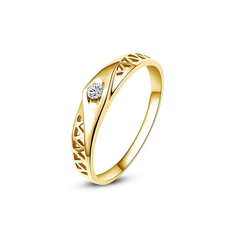 Alliance contemporaine -  Alliance Femme Or jaune - Diamant - 1
