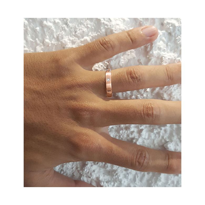 Alliance Mariage Homme Hare I Or rose Poli Brossé, Diamant - 2