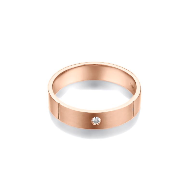 Alliance Mariage Homme Hare I Or rose Poli Brossé, Diamant - 3