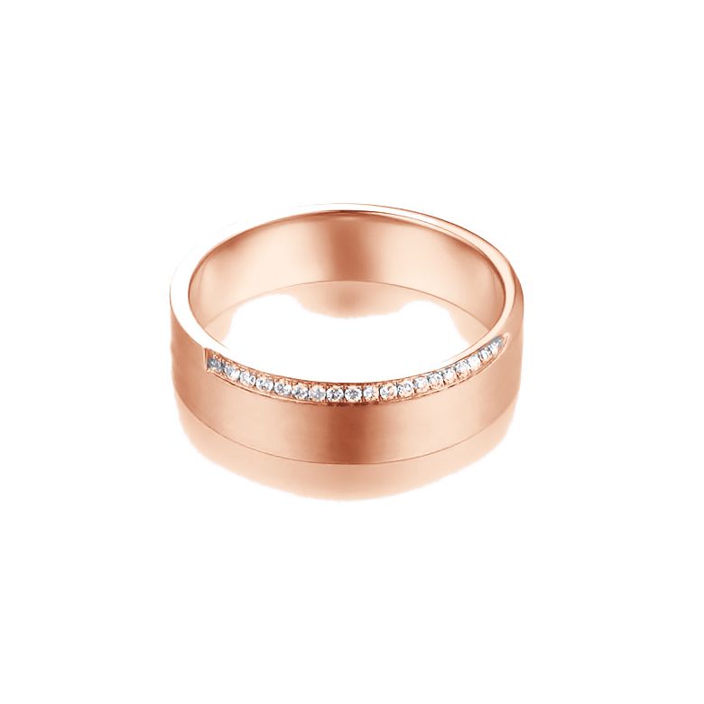 Alliance Prielle- Or Rose Brossé 18cts pour Femme - Liseré de 19 Diamants | Gemperles - 3