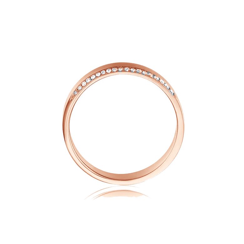 Alliance Prielle- Or Rose Brossé 18cts pour Femme - Liseré de 19 Diamants | Gemperles - 4