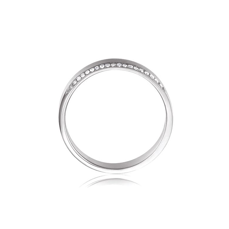 Alliance Prielle- Or Blanc Brossé 18cts pour Femme - Liseré de 19 Diamants | Gemperles - 4