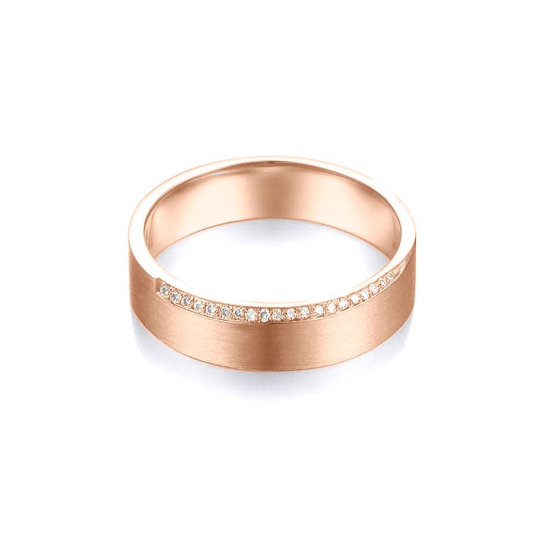 Alliance Brandon- Or Rose Brossé 18cts pour Homme - Liseré de 19 Diamants | Gemperles - 3