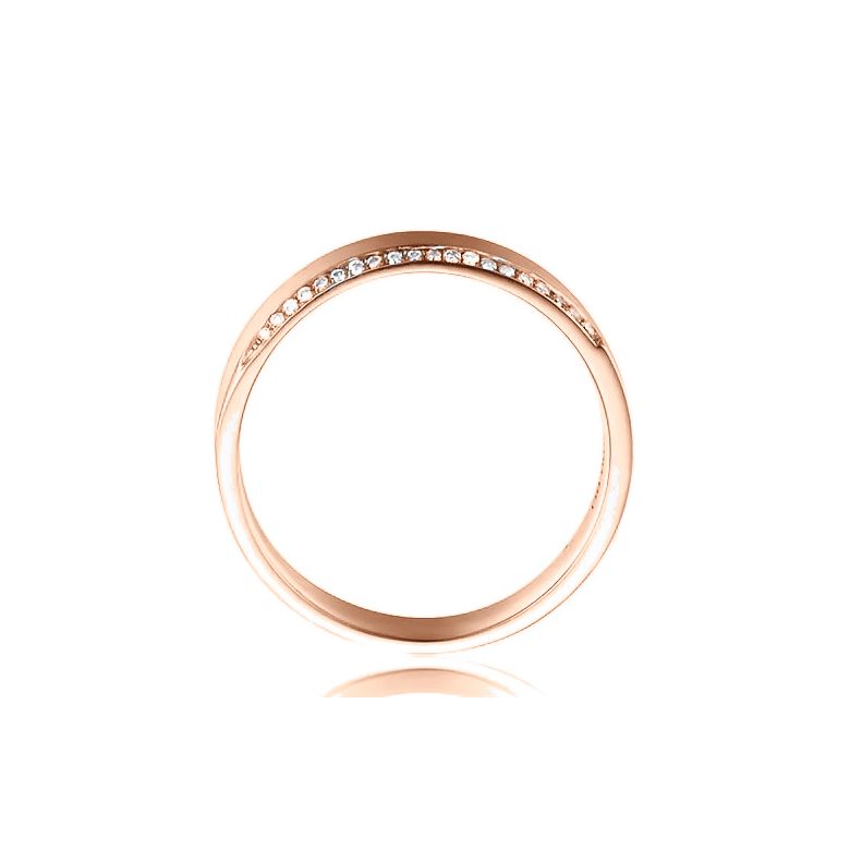 Alliance Brandon- Or Rose Brossé 18cts pour Homme - Liseré de 19 Diamants | Gemperles - 4