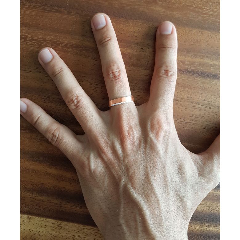 Alliance Brandon- Or Rose Brossé 18cts pour Homme - Liseré de 19 Diamants | Gemperles - 5