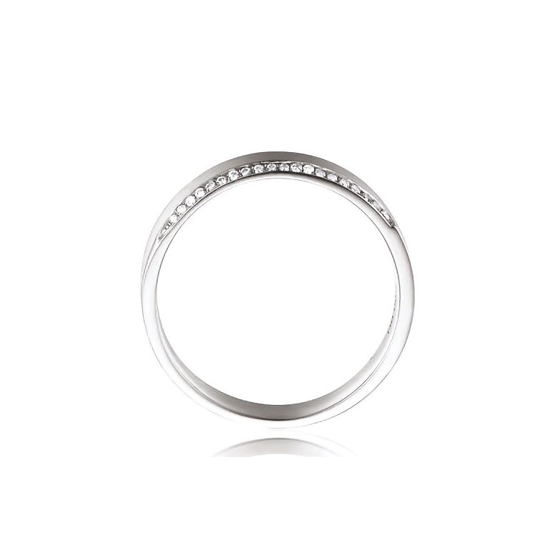 Alliance Brandon- Or Blanc Brossé 18cts pour Homme - Liseré de 19 Diamants | Gemperles - 4