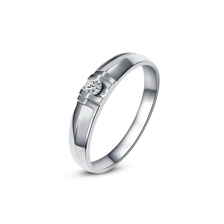 Alliance solitaire sophistiqué. Alliance femme. Or blanc, Diamant | Constance - 2