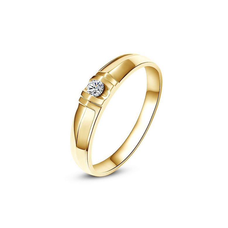 Alliance solitaire sophistiqué. Alliance femme. Or jaune, Diamant | Mathilde - 1