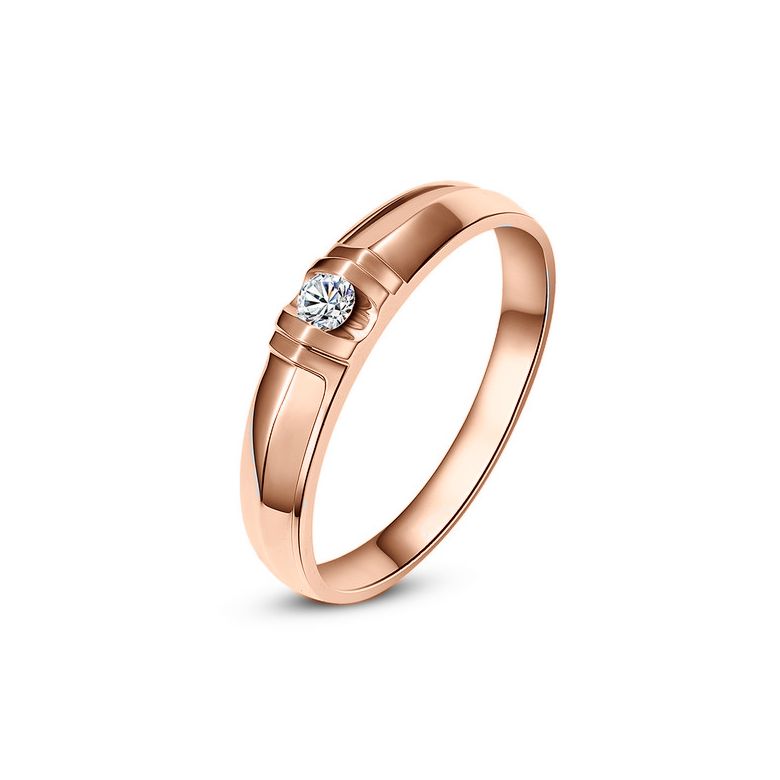 Alliance solitaire sophistiqué - Alliance homme - Or rose, Diamant | Schubert - 1