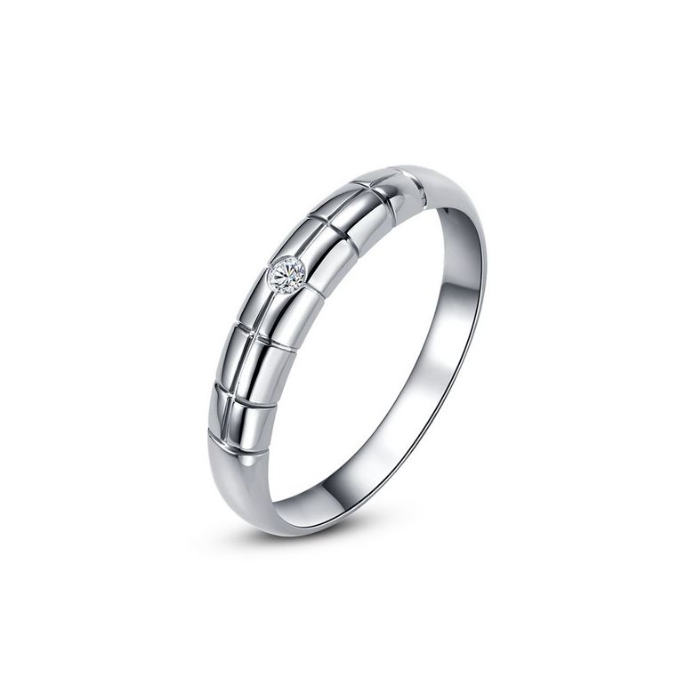 Alliance quadrillage - Or blanc, Diamant clos - 1