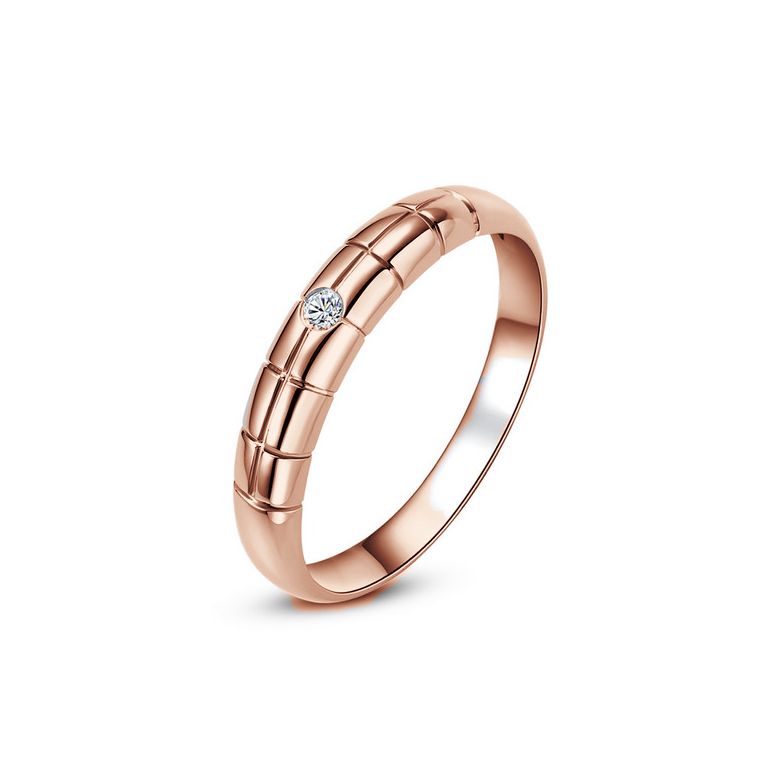Alliance quadrillage - Or rose, Diamant clos - 1