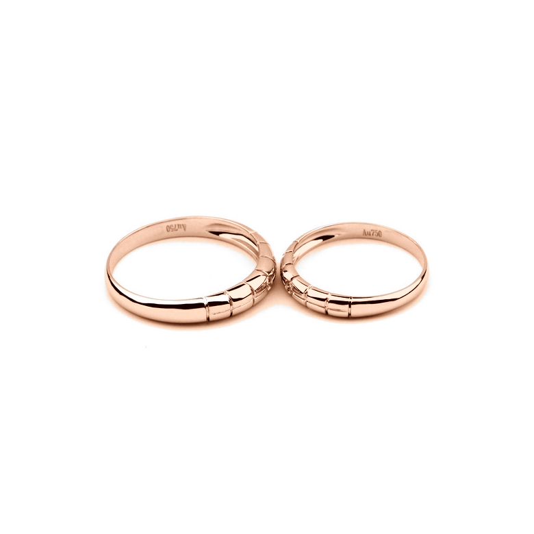 Alliance homme motifs quadrillés - Or rose, diamant clos - 2