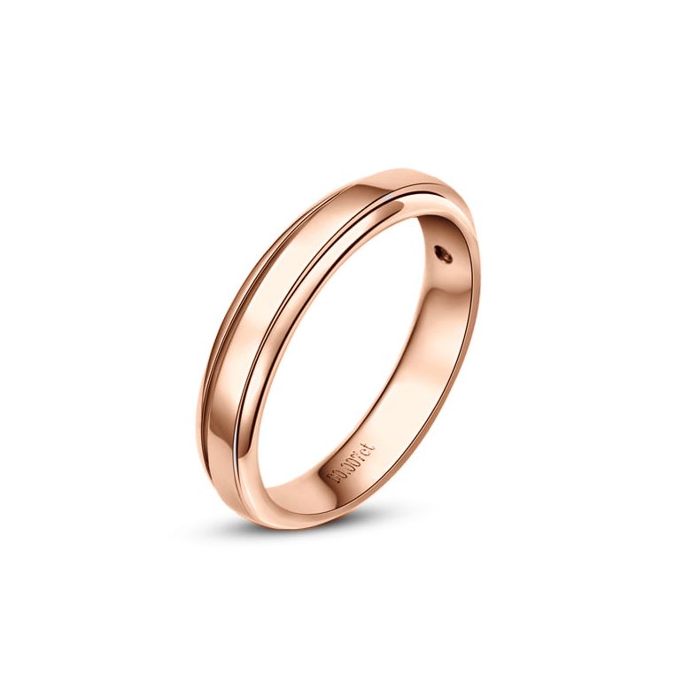 Anneau d'or rose 750/1000. Alliance androgyne Homme. Diamant | Adam - 1