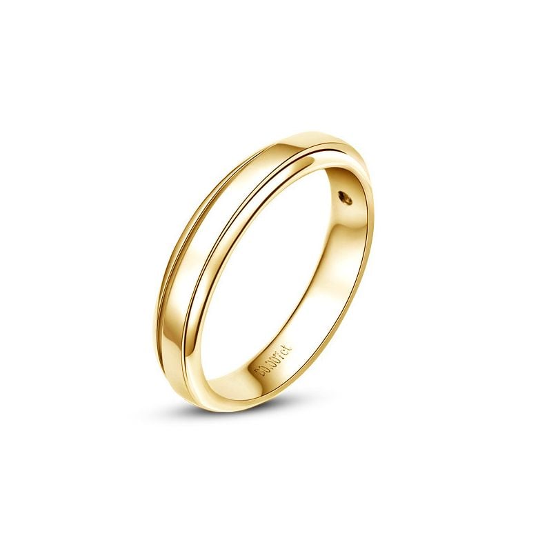 Bague Homme - Alliance de fiançaille - Or jaune - Diamant 0.006ct - 2