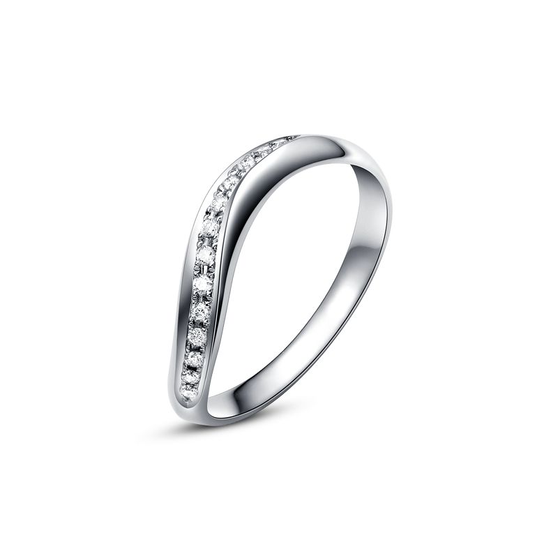 Alliance ondulée platine - Alliance femme avec diamants - 1